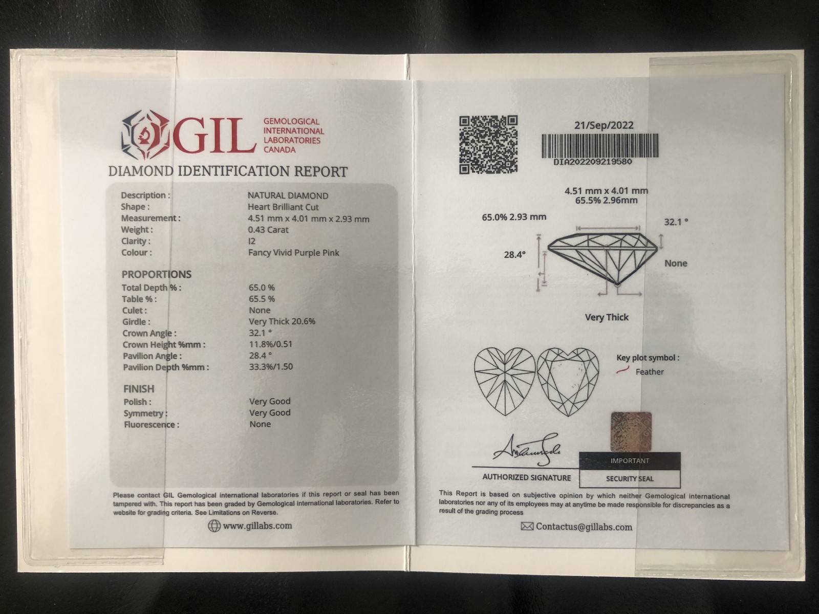 0.43Ct “GIL” CERTIFIED ! NATURAL FANCY VIVID PURPLE PINK DIAMOND FROM ARGYLE