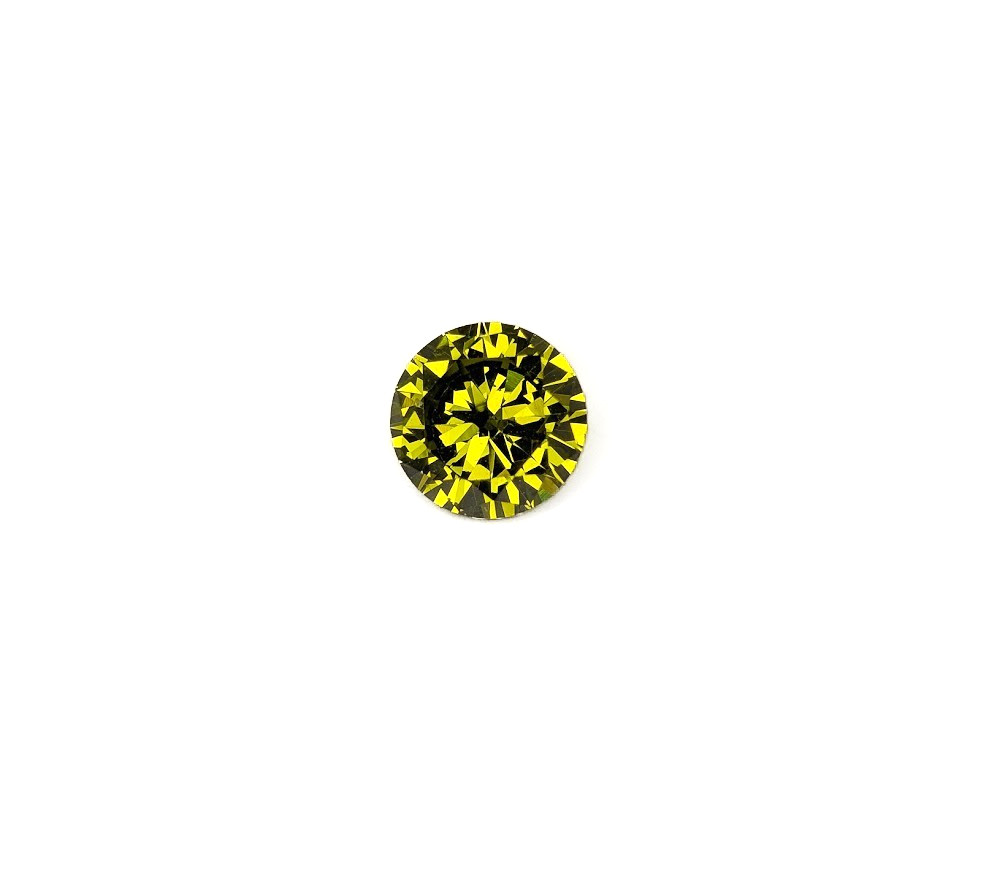 Round Faceted Olive Green Cubic Zirconia Gemstone