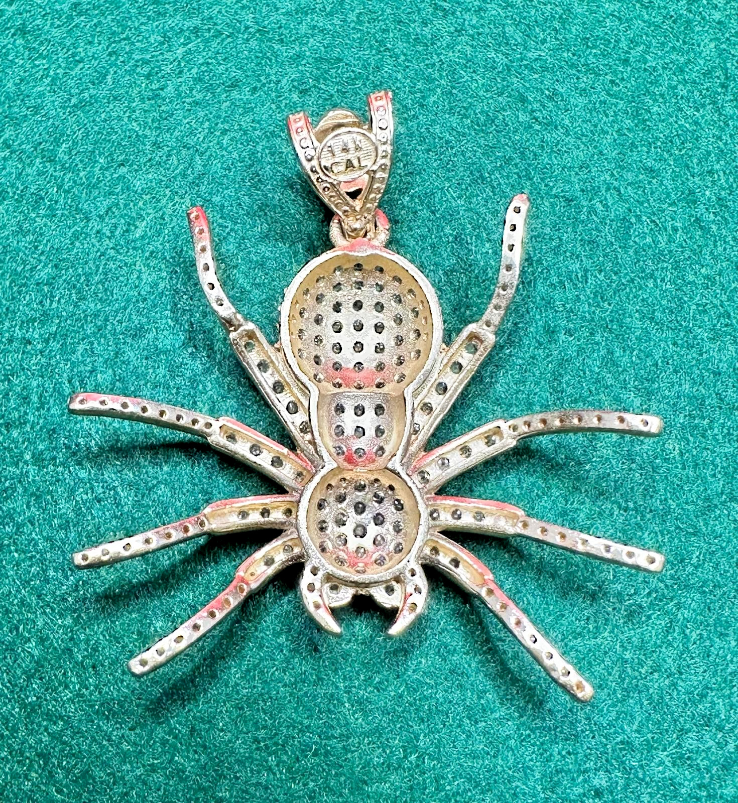 14K Gold Iced-Out Spider Pendant With Cubic zirconia