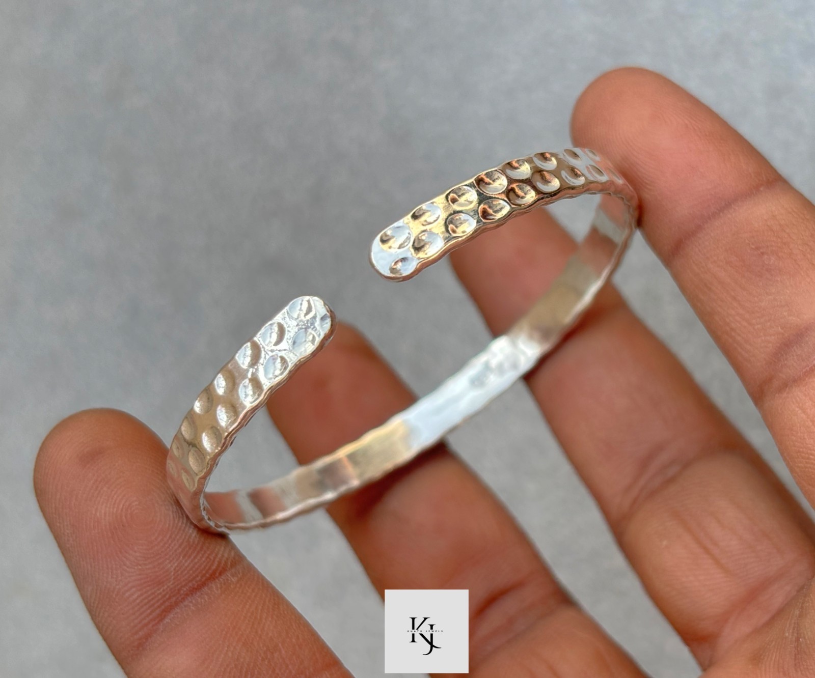 4mm Wide Hammered Open Cuff Bangle 925 Sterling Silver Handmade Mens Bracelets
