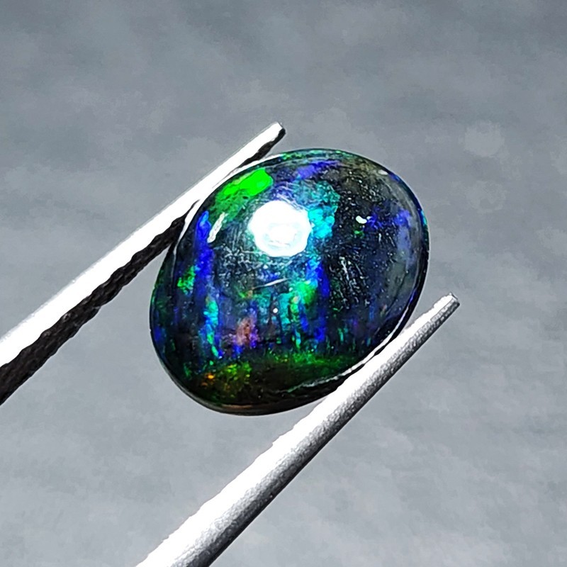Natural Welo Black Opal Ethiopia Oval Cabochon Vivid Blue Green Fire 1.20Ct Gem
