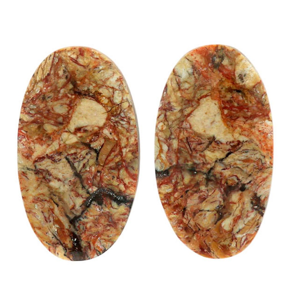 Natural Leopard Skin Jasper Pair 14.8×26.35×4.3 mm Oval Gemstone LS30-07012
