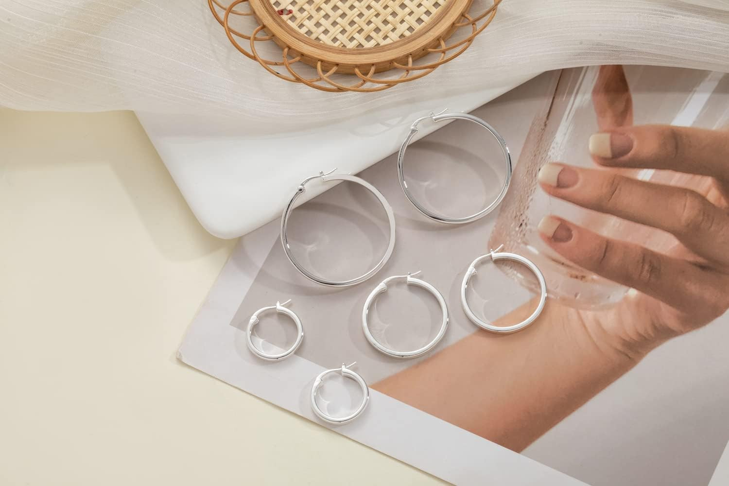 3 Pairs 925 Sterling Silver Hoop Earrings Lightweight Small Sterling Hoops Earri