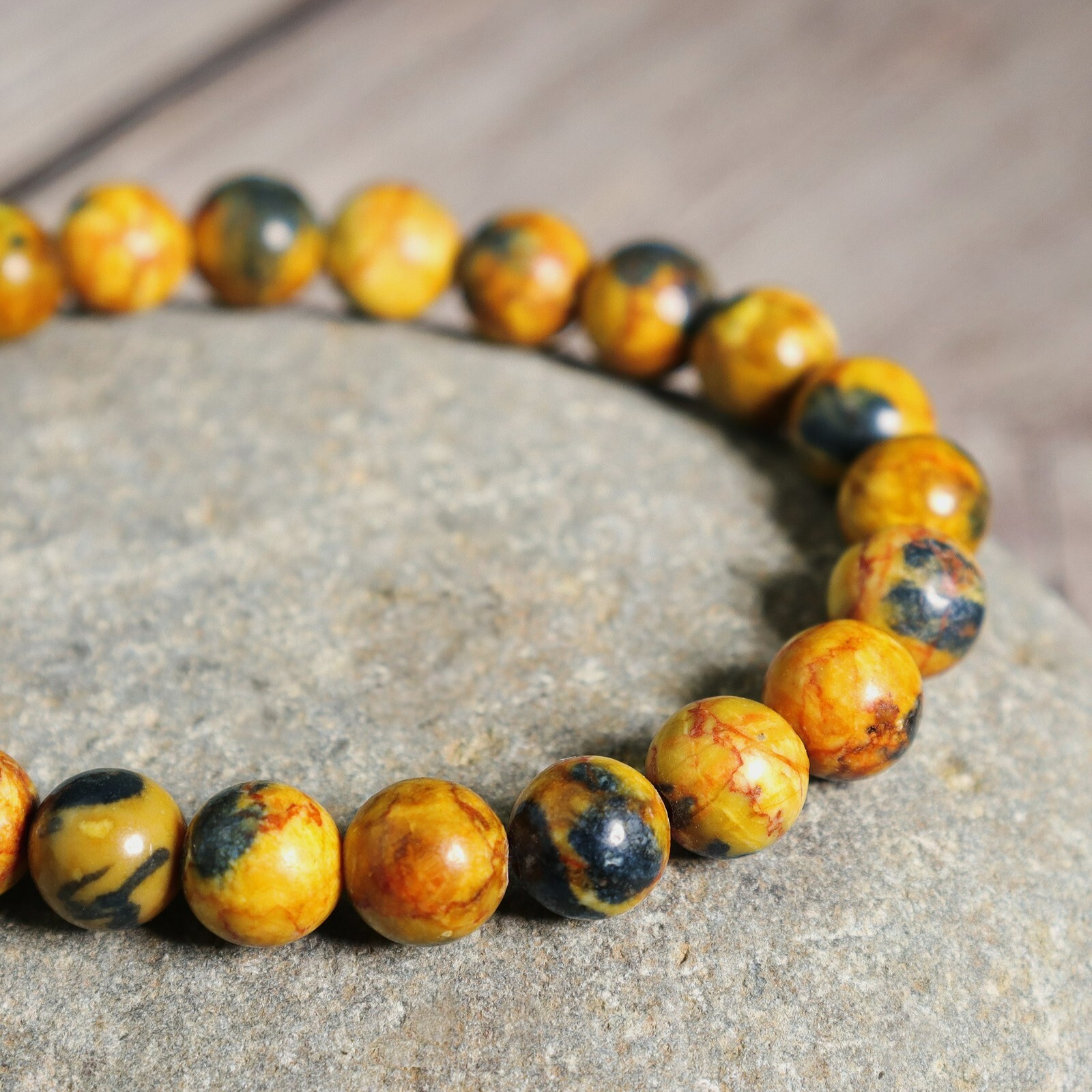 Natural Bumblebee Jasper Crystal 8mm Beads Gemstone Healing Unisex Bracelet