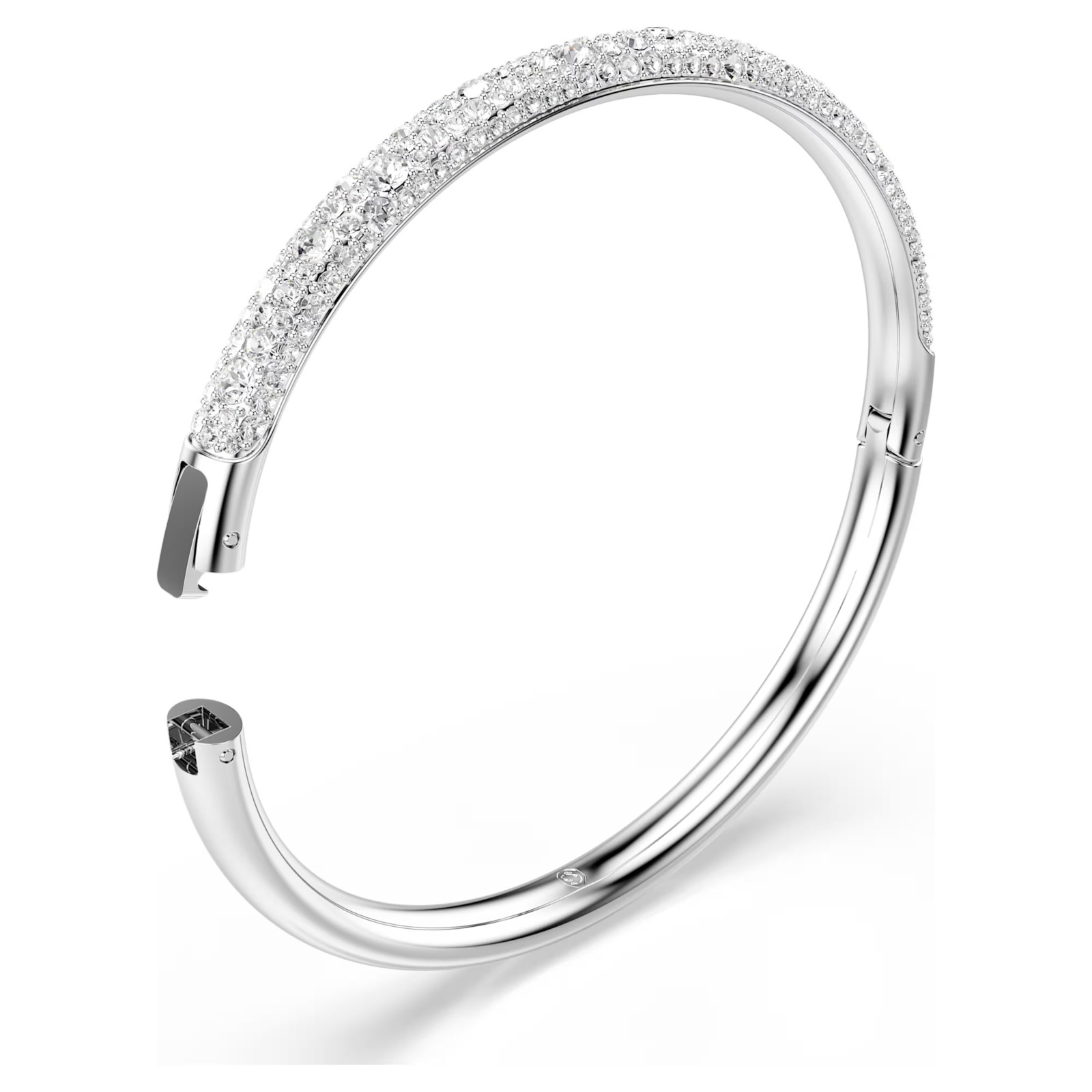 Sublima bangle Snow pavé, White, Rhodium plated