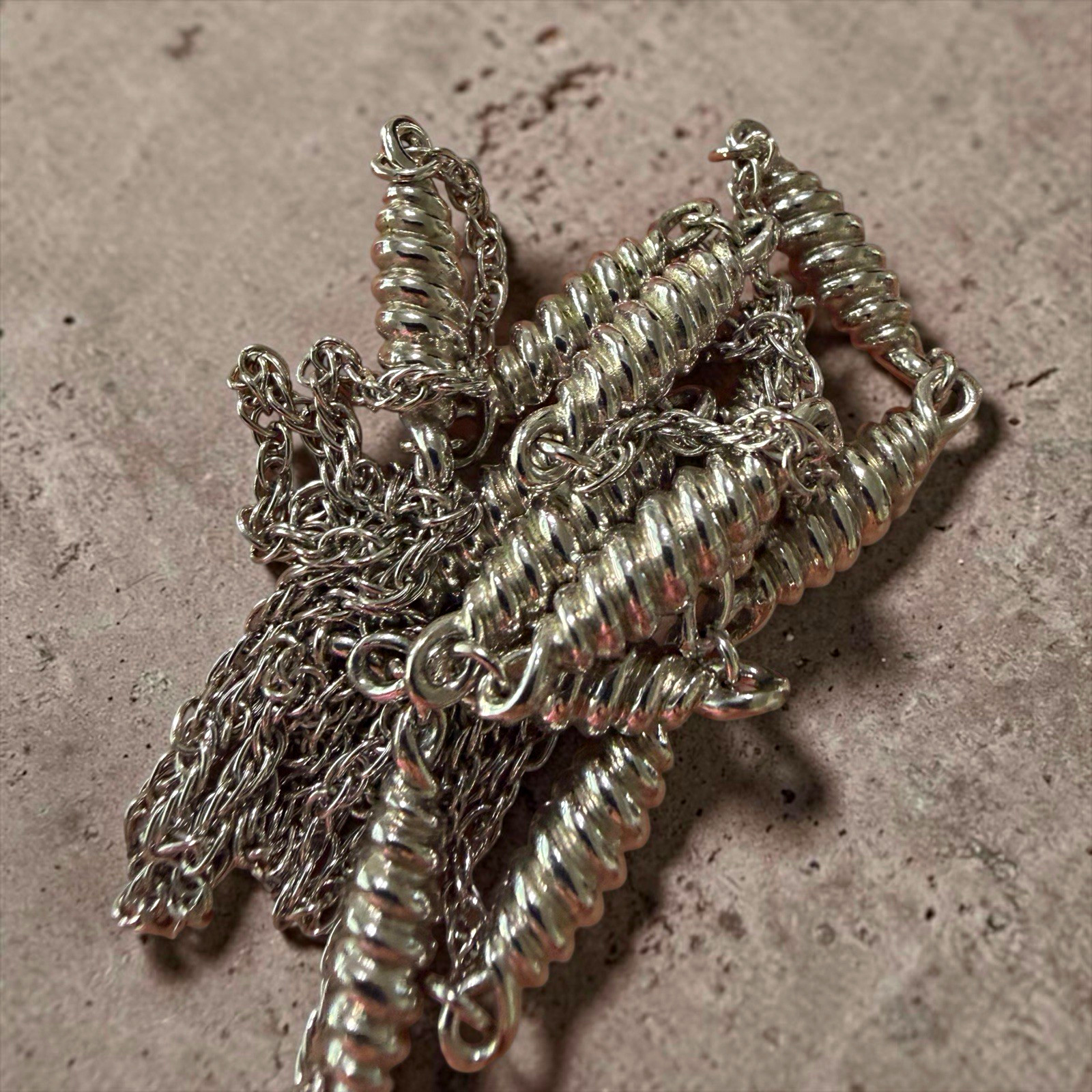 Corocraft (Coro) Silver Tone Layered Station Necklace – 36 Inches 42 grams