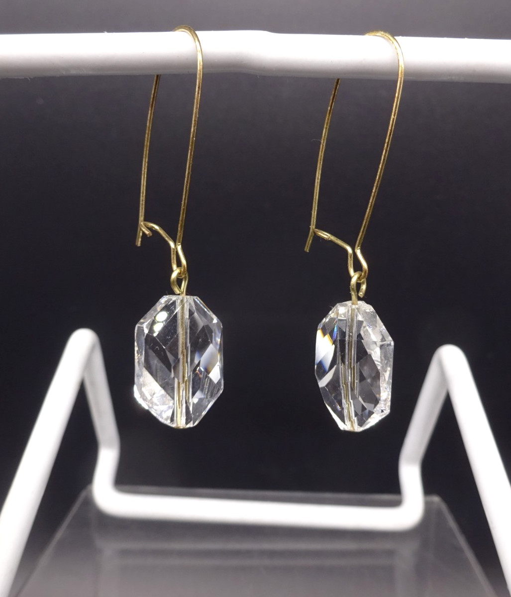 Clear Drop Earrings, Crystal is approx 3/4″ in length