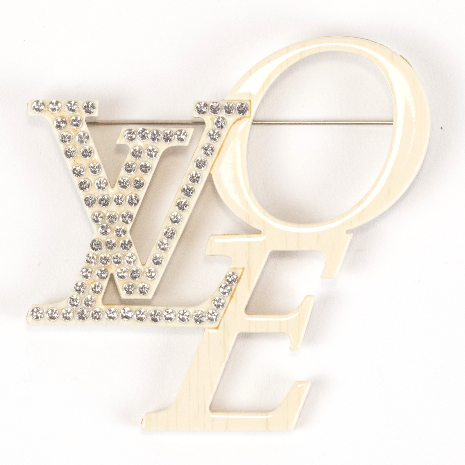 Louis Vuitton M65490 That’s Love Pin Brooch Resin Rhinestone Ivory Rare