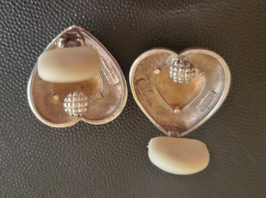 Paloma Picasso Tiffany Gold & Silver Heart Clip-on Earrings. Late 1980’s