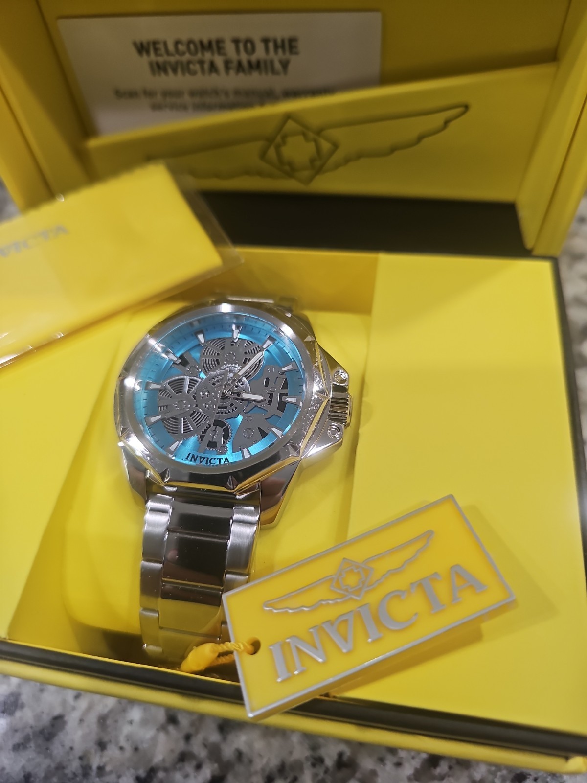 Retail 299.99! Invicta Auqa Objet D Art Men Watch w/ Skeleton Dial – 44mm. Steel