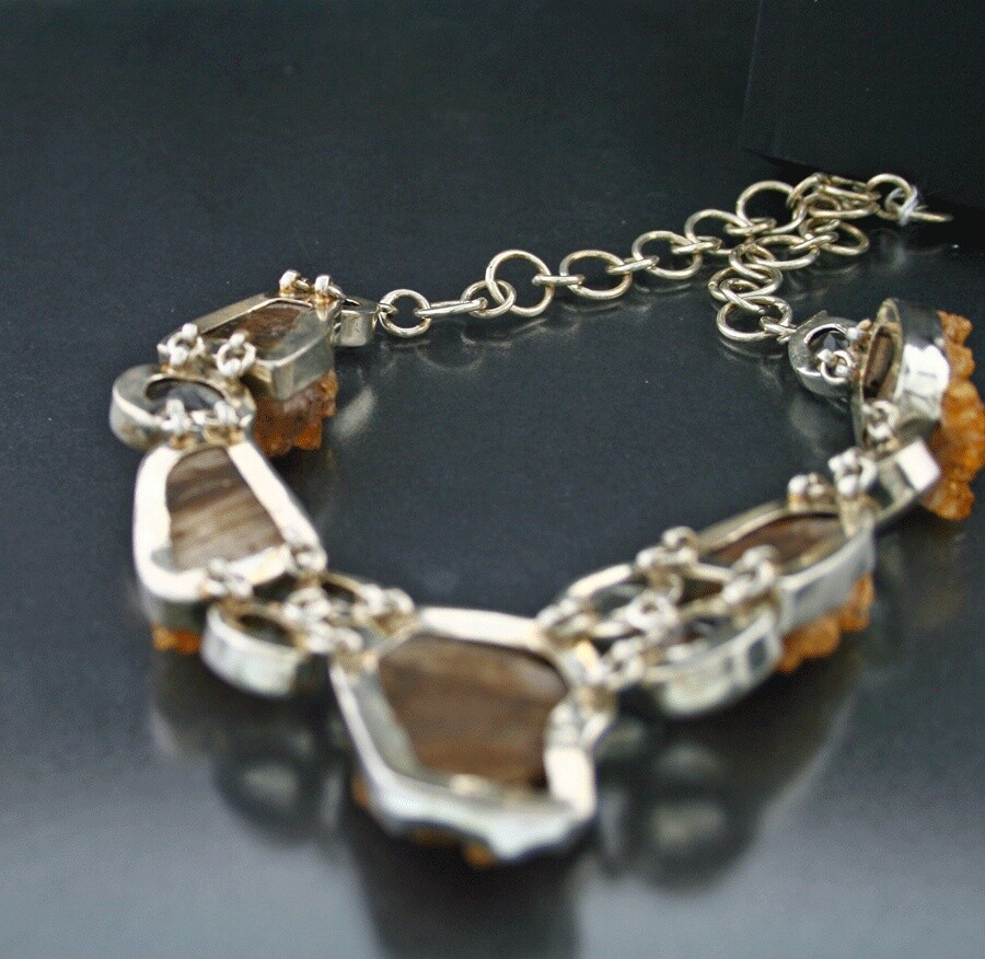 Citrine Crystal Necklace 925 Silver Handmade 45.5cm Bizarre