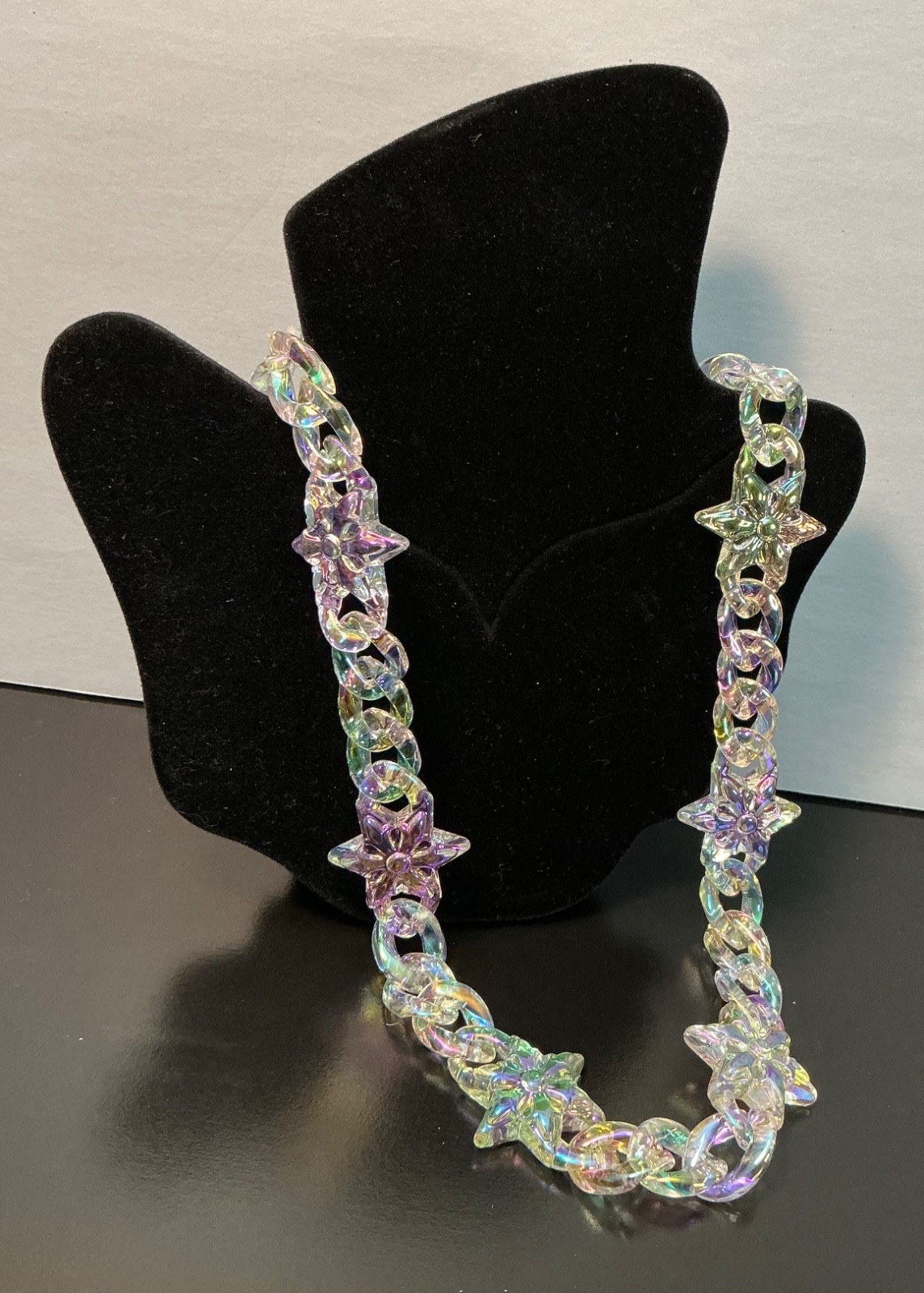 New HipHop Punk Star Cuban Link Necklace Men Women Teen Iridescent Jewelry