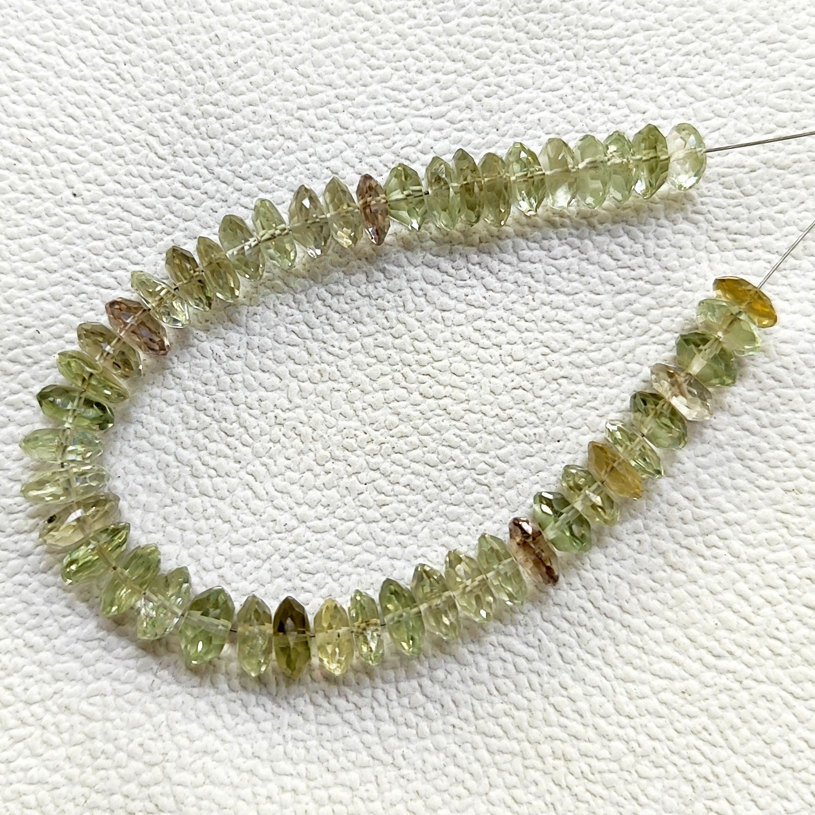 Brazil Green Amethyst Prasiolite Faceted Rondelle Beads 7-8mm 6″ Gem Strand