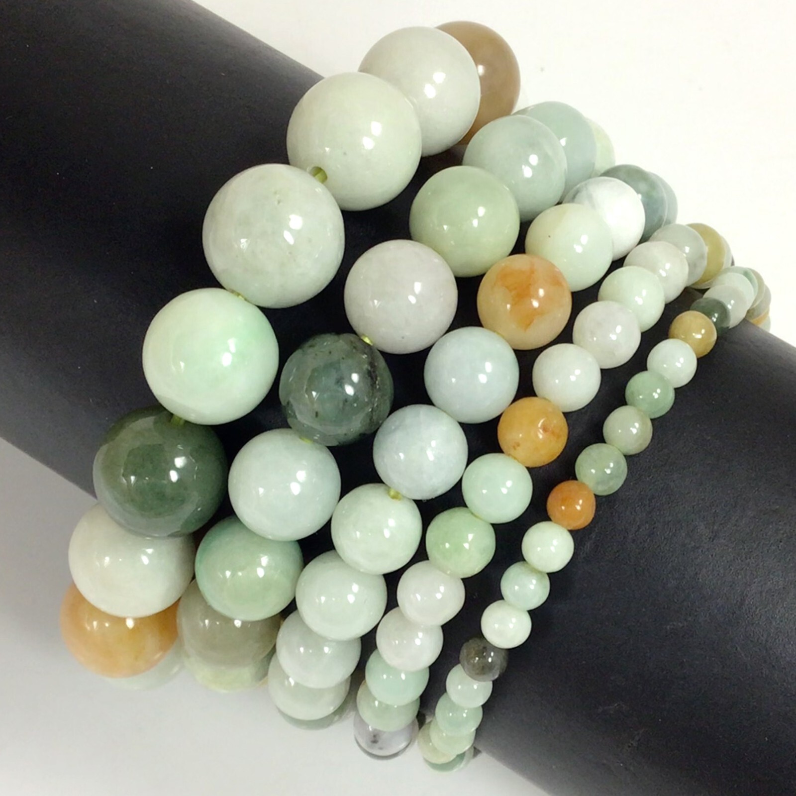 Natural Burmese Jade Stretch Bracelet AA Burma Round Beaded Green Jade Healing