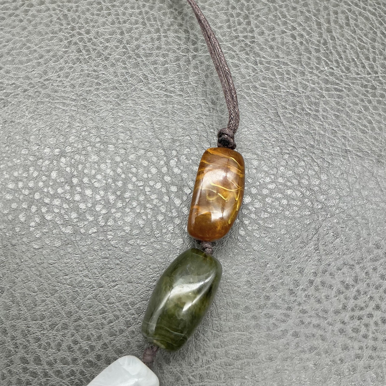 Necklace Chunky Faux Agate Gemstone Bead Brown Green White Black Womens Fashion