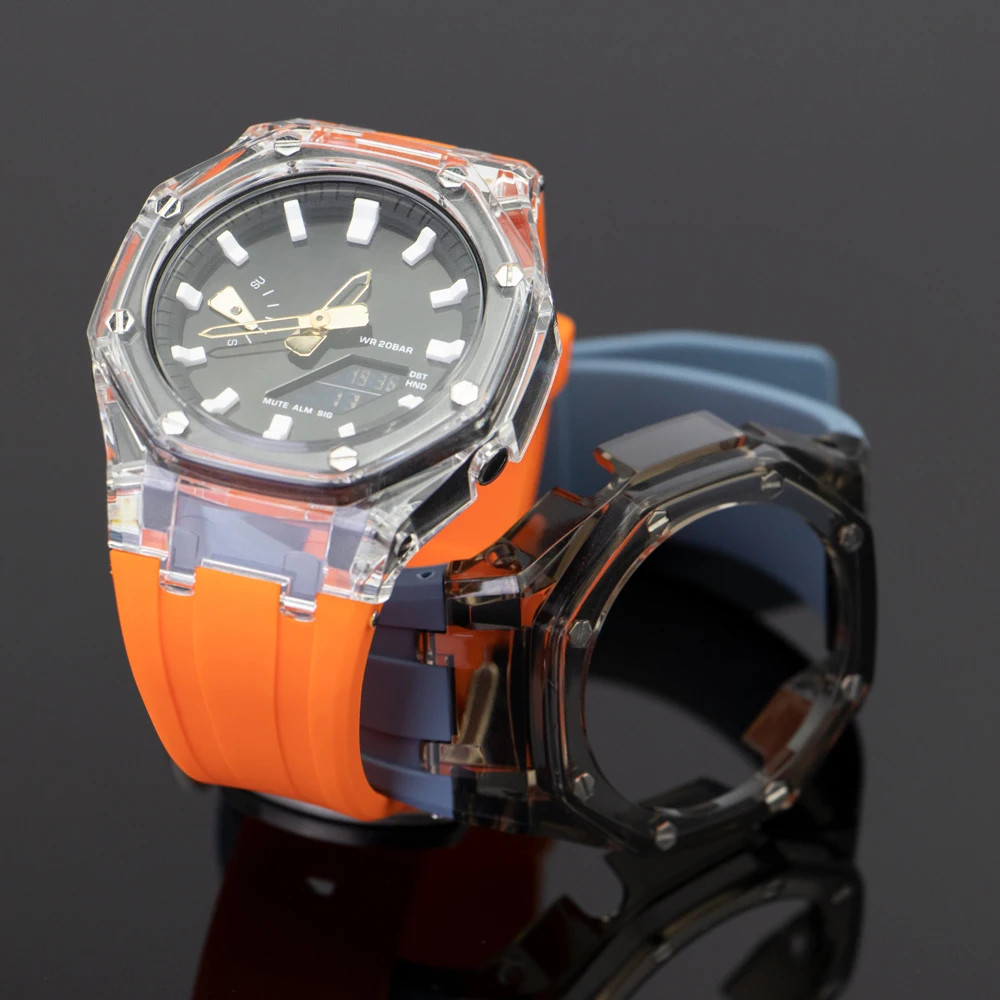 Transparent Mod Kit For Casioak GA2100 GA2110 GAB2100 PC Case Rubber Strap Cover
