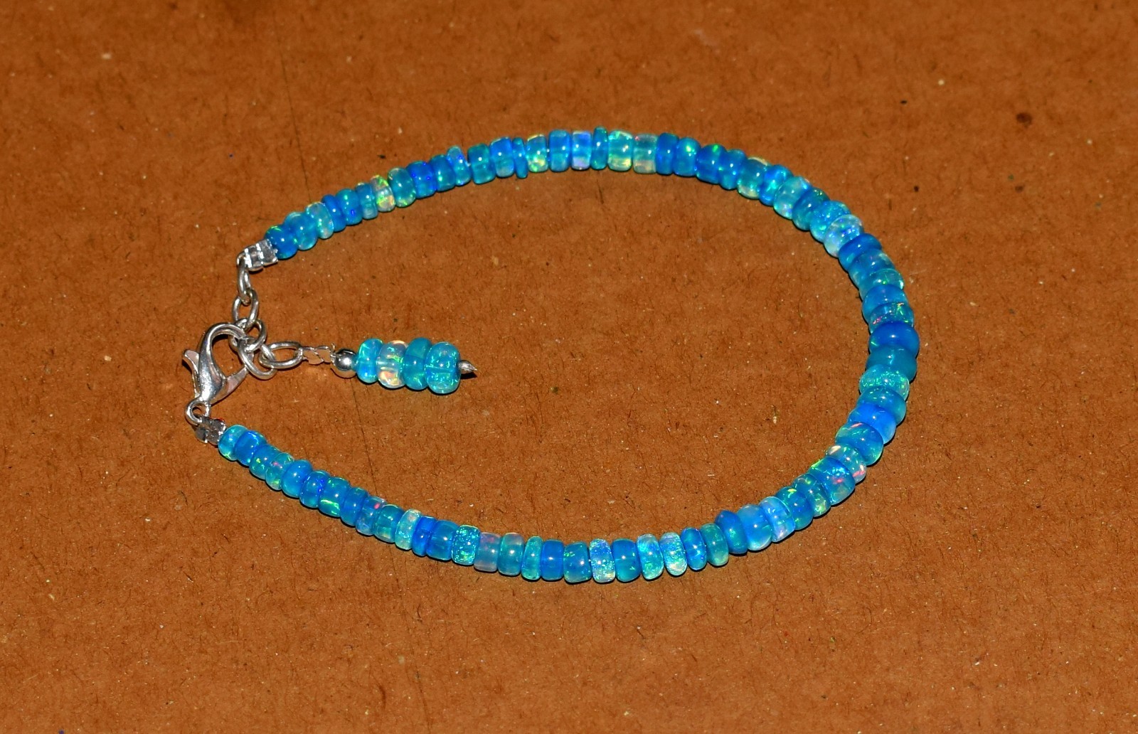 7.5″ Natural Ethiopian Welo Fire Opal Gemstone Beads Bracelet Handmade AF0302