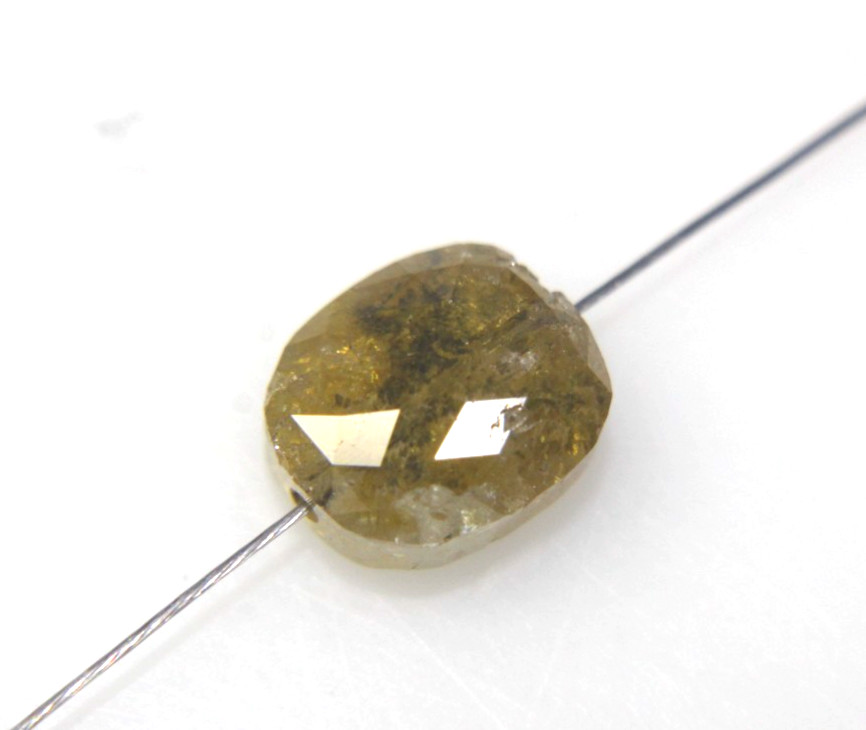 1.57Cts Natural Cushion Shape Yellow ColorDrilled Diamond Bead 6.88×5.80×3.58 MM