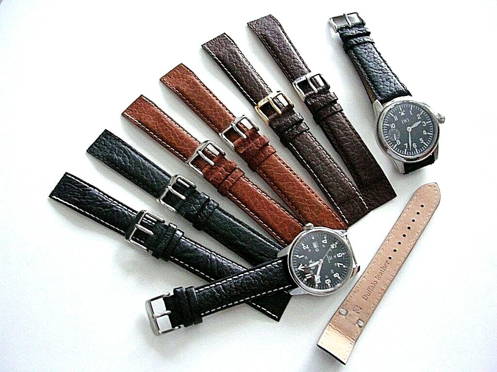 Buffalo calf Open End wire lug Leather watch band strap IW SUISSE 16 18 20 22mm