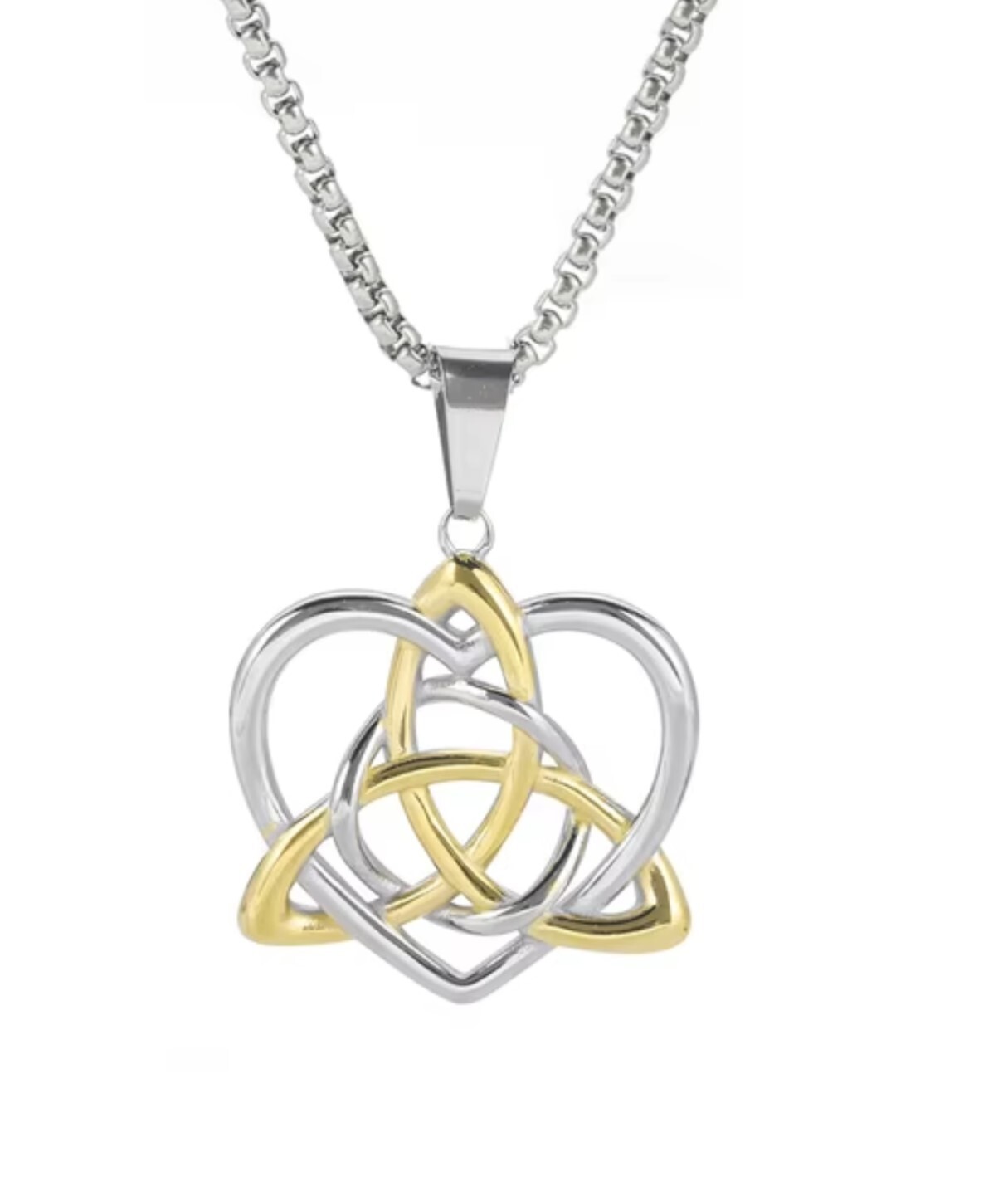 Stainless Steel Triquetra In Heart Necklace with 60 cm (23.6 inch) chain
