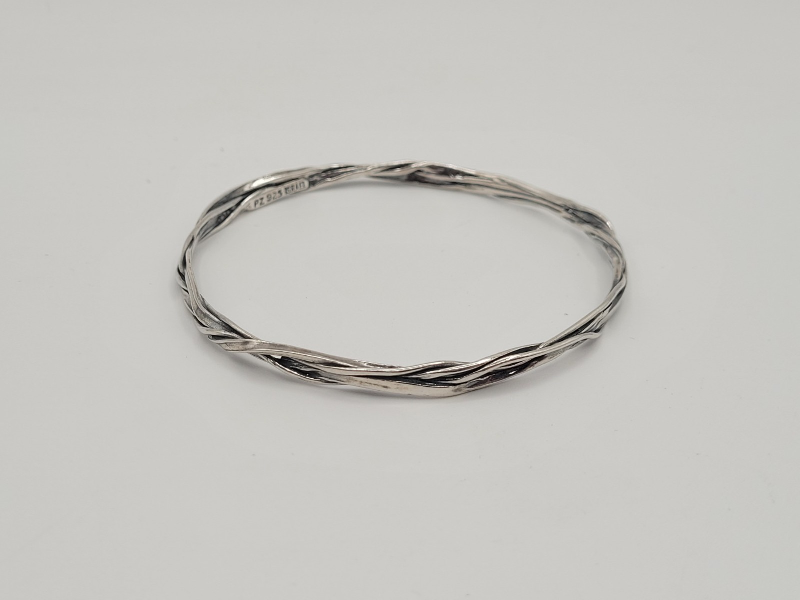 NEW Paz Creations PZ Sterling Silver Stranded Bangle Bracelet w/ Pouch
