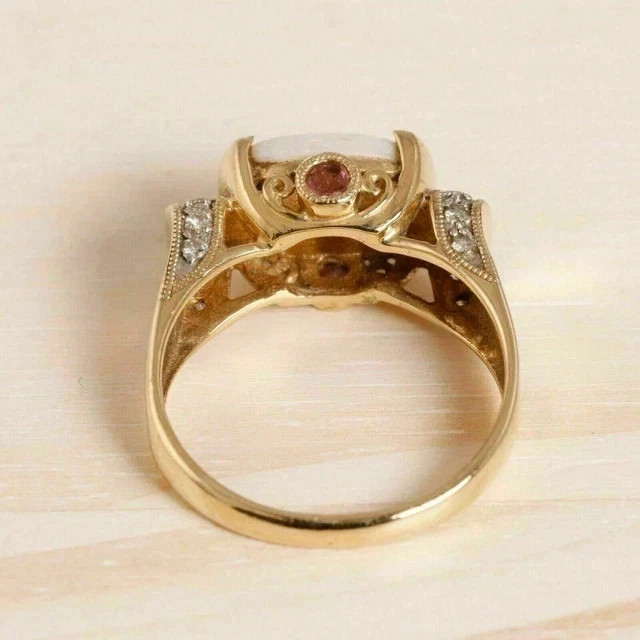 2Ct Oval Cut Natural Fire Opal Solitaire Engagement Ring 14K Yellow Gold Plated