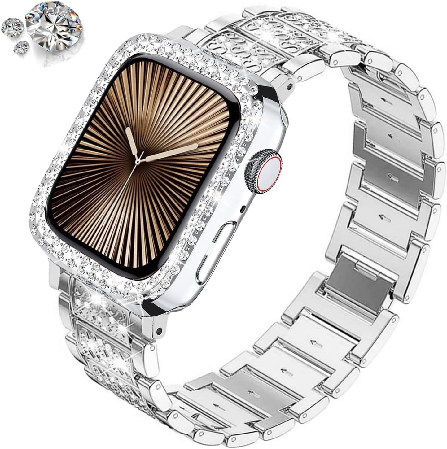 Band and Case Compatible with Apple Watch Series 11/10 42Mm, Bling Rhinestone Di
