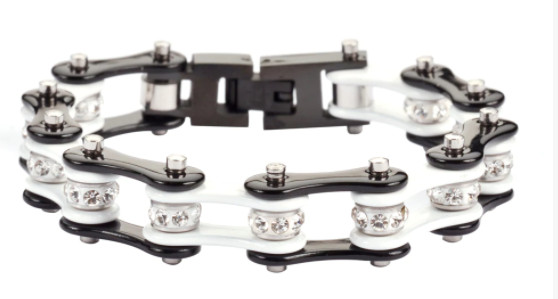 10mm Wide Ladies Stainless Steel Motorcycle Bike Chain Bracelet 58