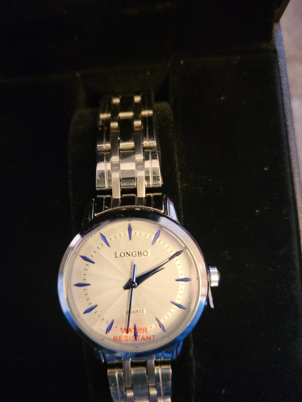 Longbo His Her White Dial Round Silver Tone Stainless Steel Free Ship Watch NEW