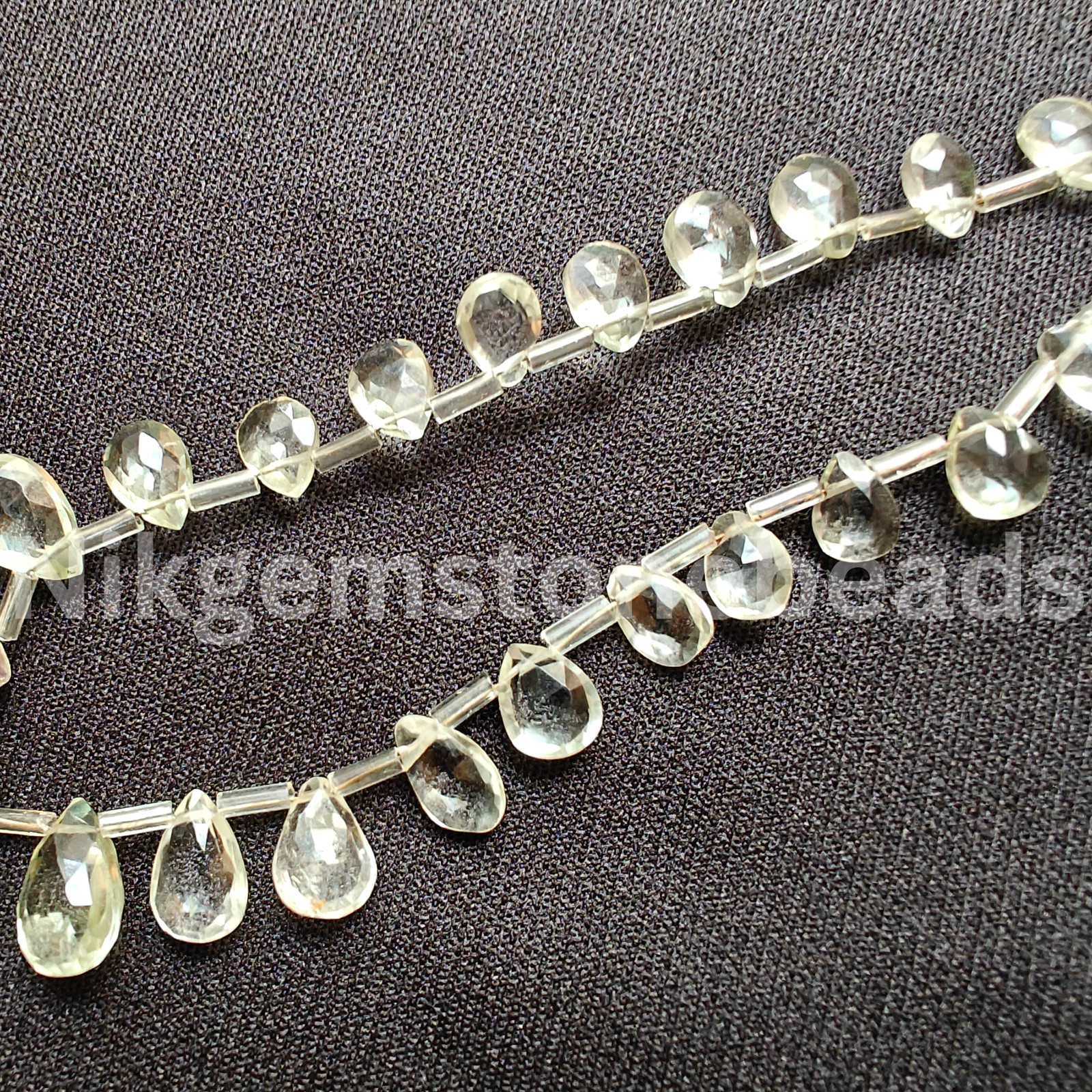 Natural Green Amethyst Beads, Briolette Faceted Pear Cut Gemstone, 7.50-17.50 MM