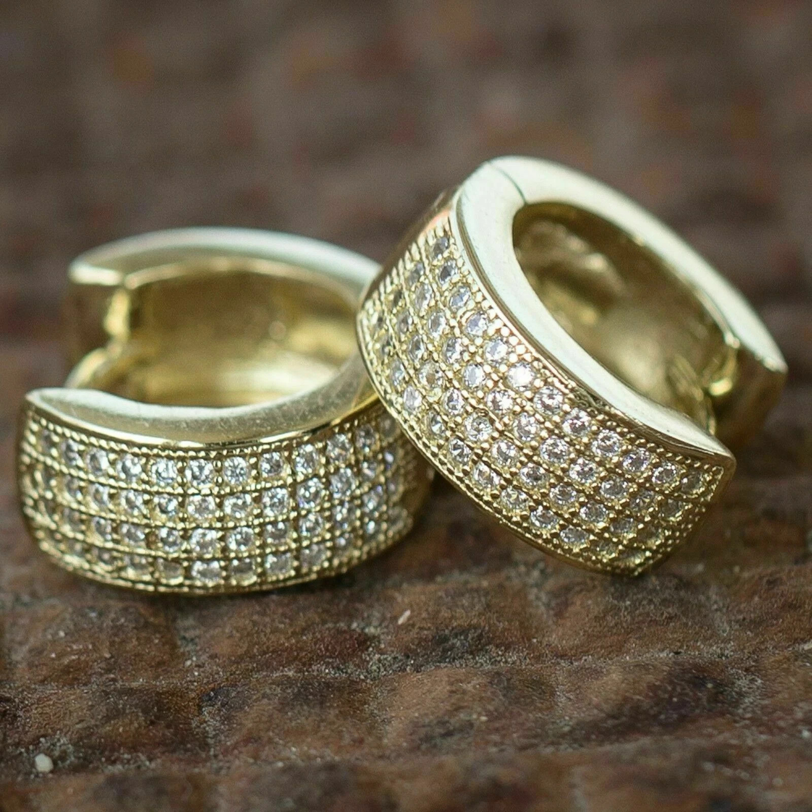 1.50Ct Lab Created Round Diamond Hoop Earrings Solid 14K Yellow Gold Finish