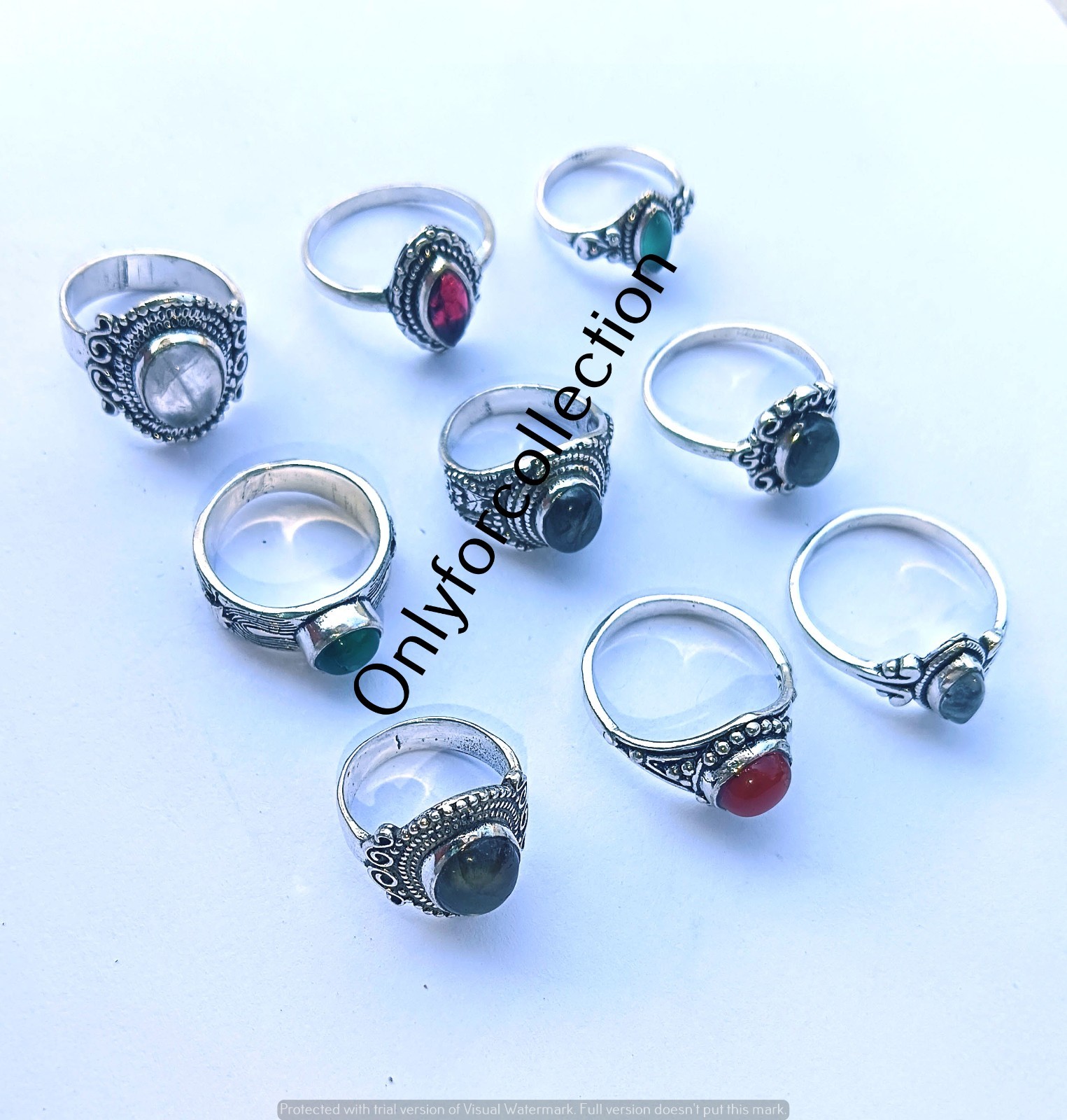 Wholesale Cornelian & Mix Rings Lot 925 Sterling Silver Plated Gemstone Jewelry
