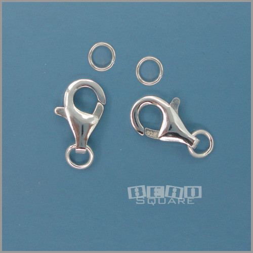 2 Large Solid Sterling Silver Lobster Claw Clasps w/Closed Rings 7 x 13mm #33296