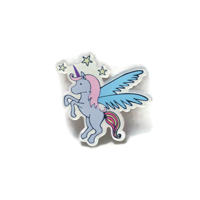 Unicorn Flamingo Watermelon and Citrus Novelty Brooch Cute Fun Retro