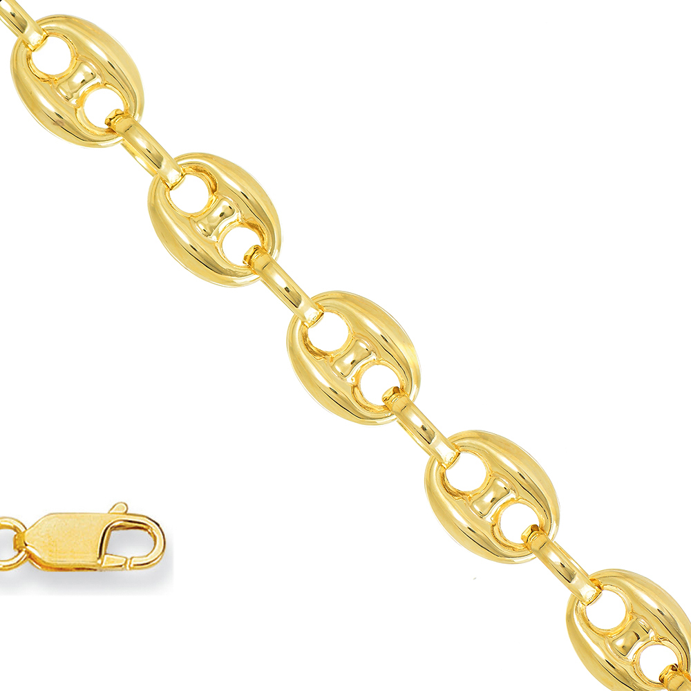 4.7mm Puffed Mariner Anklet Ankle Bracelet Real Solid 14K Yellow Gold FREE SHIP
