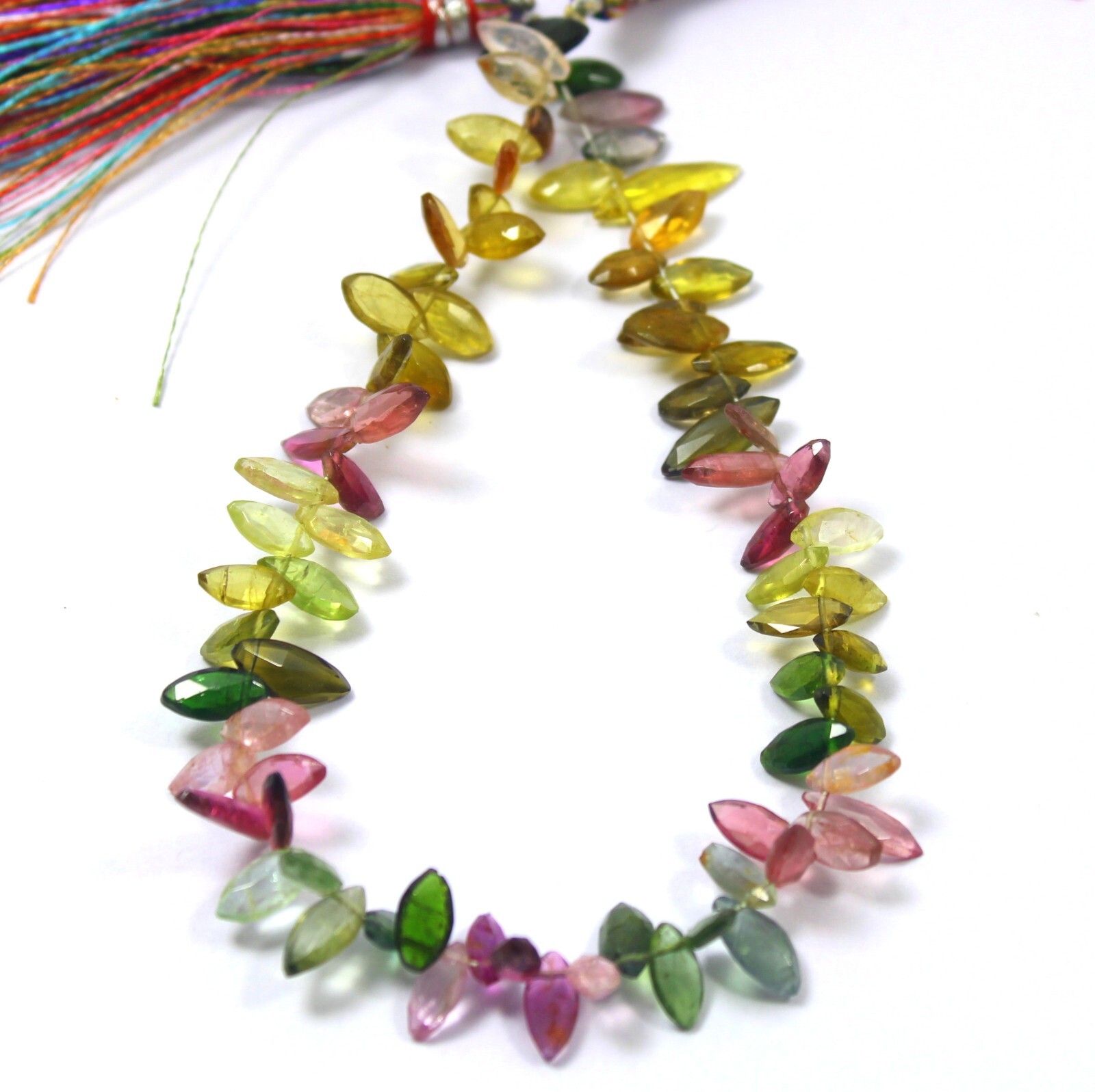 14.5×4.5-8×4 MM Natural Faceted Multi Tourmaline Marquise Cut 8 Inch Necklace