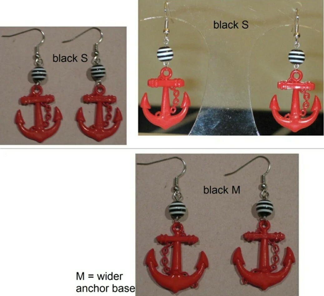 Valentine RED Anchor Rockabilly Mod Nautical Earrings patriotic Hamptons Montauk