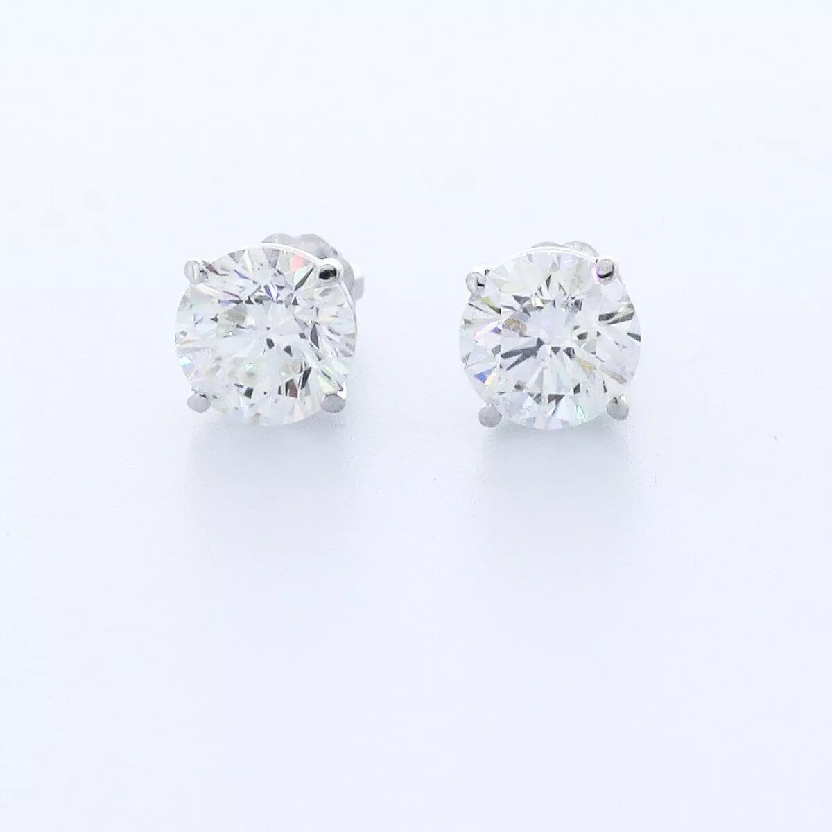 Stud Earrings Classic Solid 14K Yellow Gold 2.51 CT Round Natural Diamond G SI1