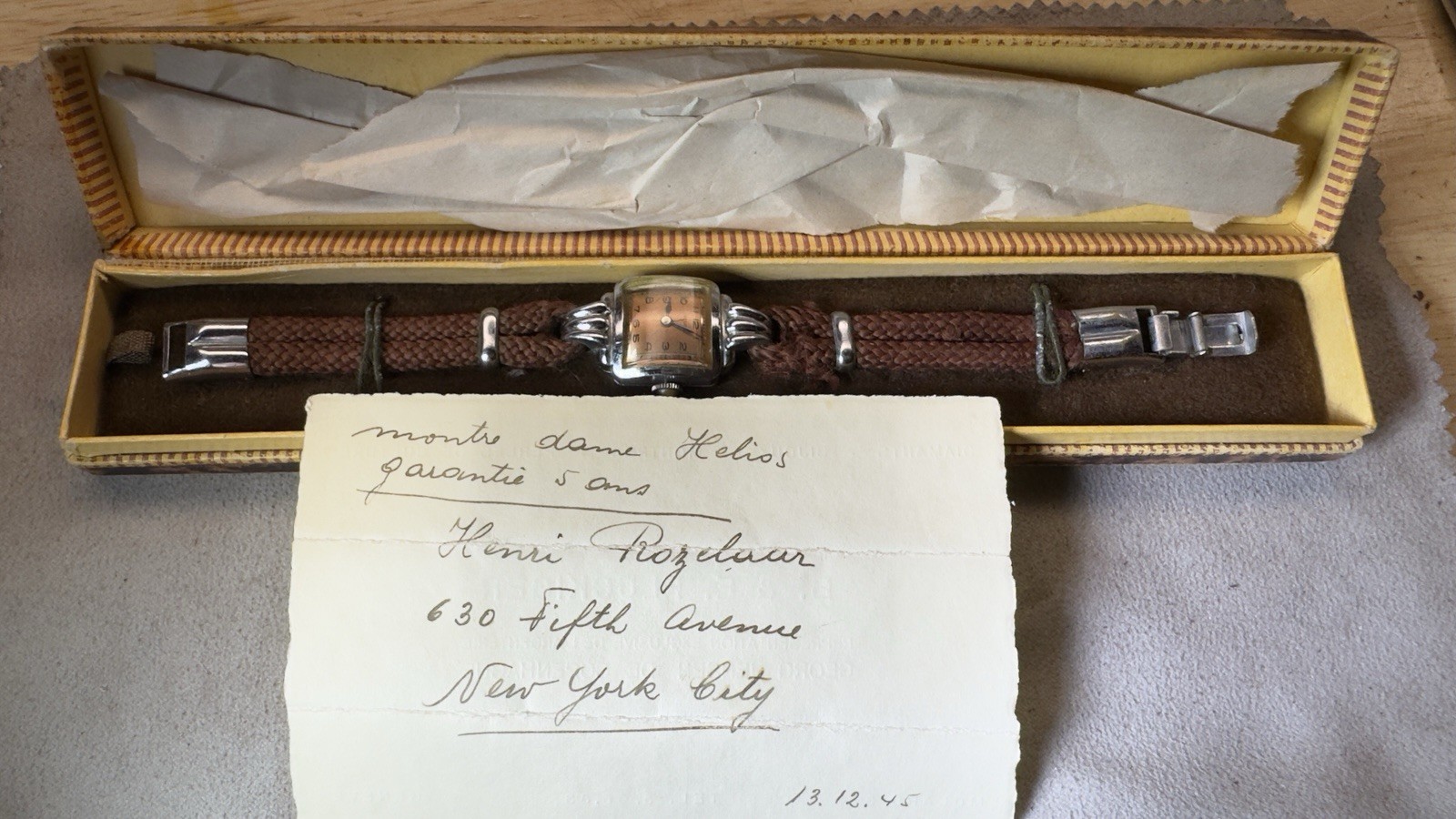 Vintage 1940s Helbros Swiss Sterling Silver Ladies Cocktail Watch 15j Box&Papers