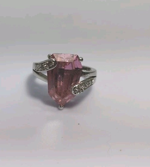 Premier Designs Jewelry Pink Ice Paradise Ring Sz 5¼ Silver Tone Chunky Look