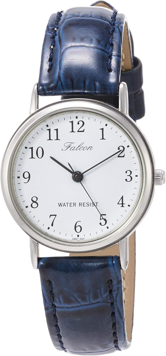 New Q&q QA69-305 Womens Watch Analog Water Resistant Leather Navy Japan