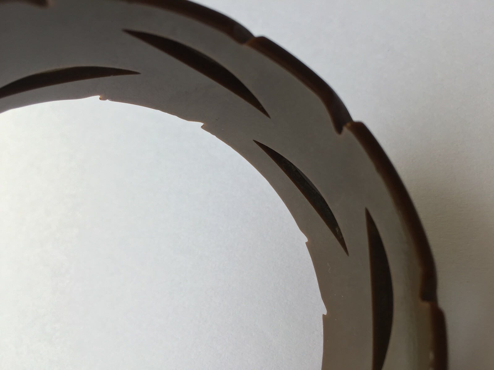 Vintage Bakelite 2.56” Carved leaves Bakelite bangle in dark brown color 1”