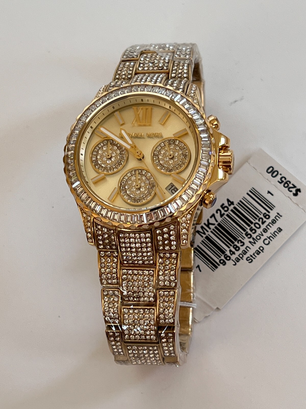 Michael Kors MK7254 Everest Pave Chronograph Gold-Tone Ladies Watch NWT/Box $495