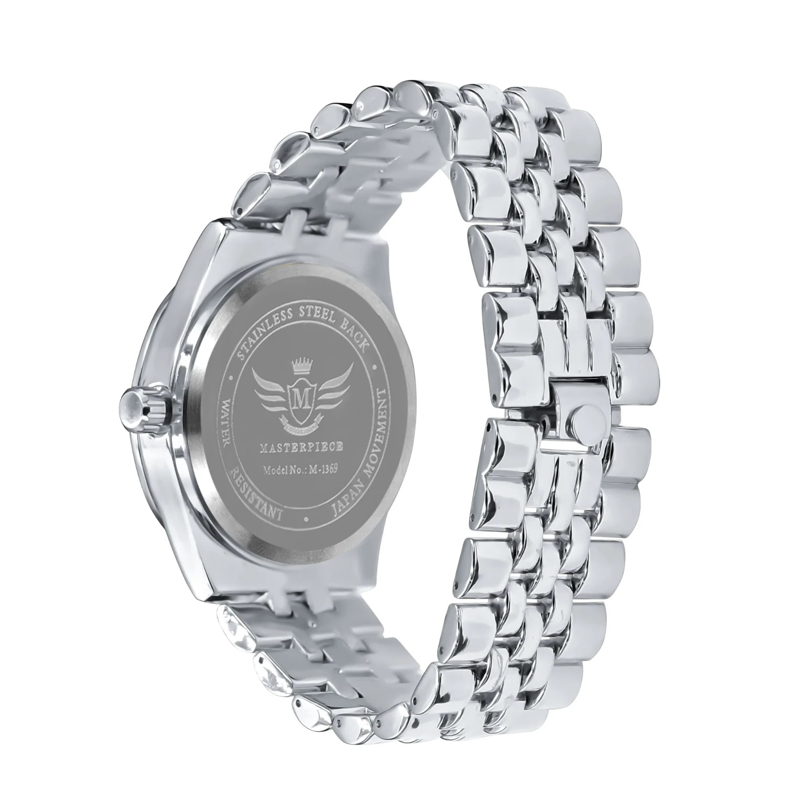 Iced Out Silver Mens Watch Japan Quartz Crystal Bezel Dress Luxury 43mm