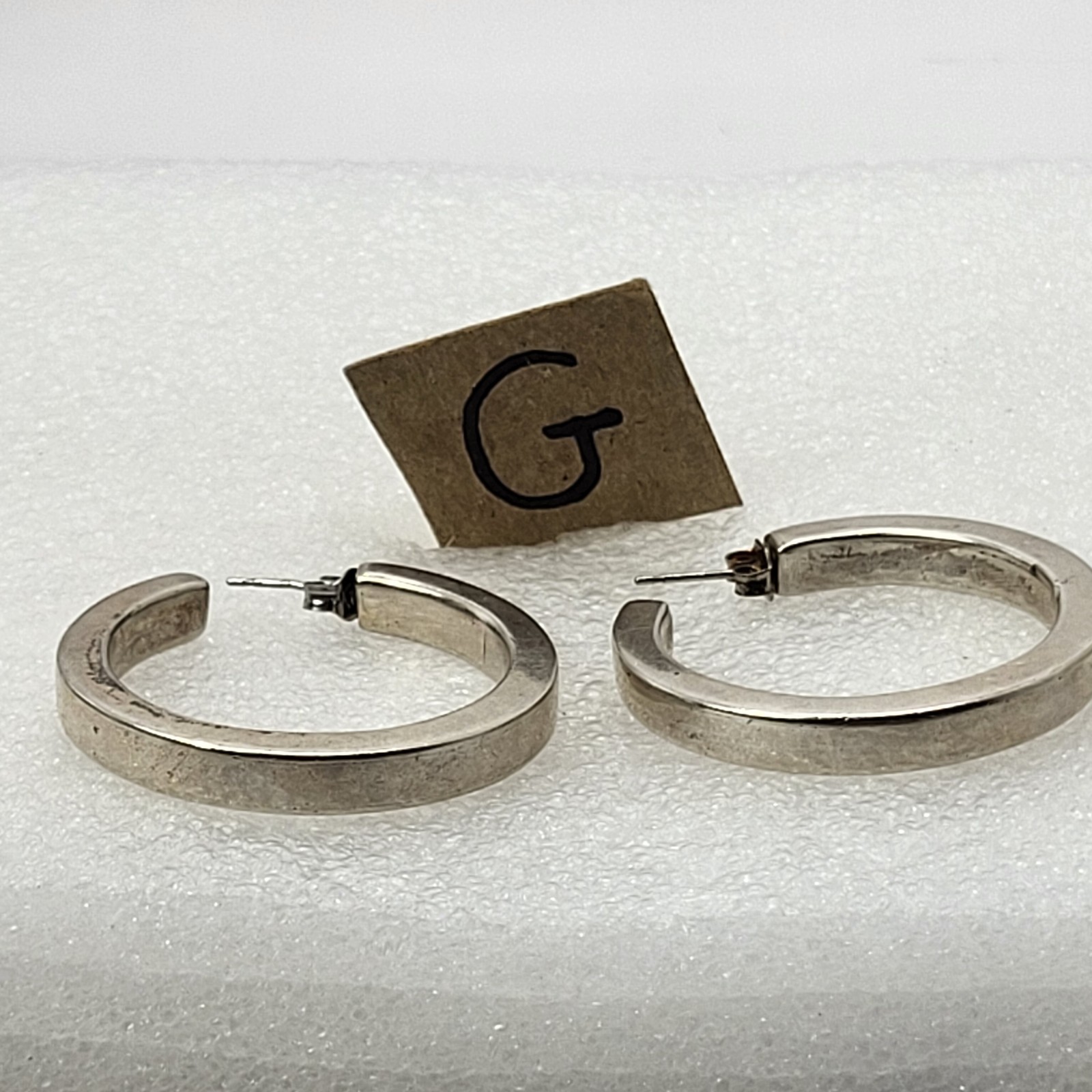 Vintage Taxco Mexico Large Hoop Earrings 925 Sterling Silver Heavy 22.4 Grams