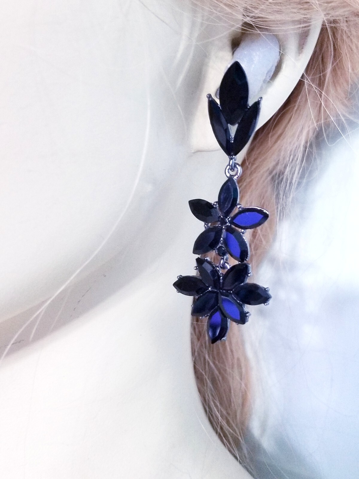 Bridesmaid Drop Dangle Chandelier Earrings 2.8 in Black Rhinestone Pageant Prom