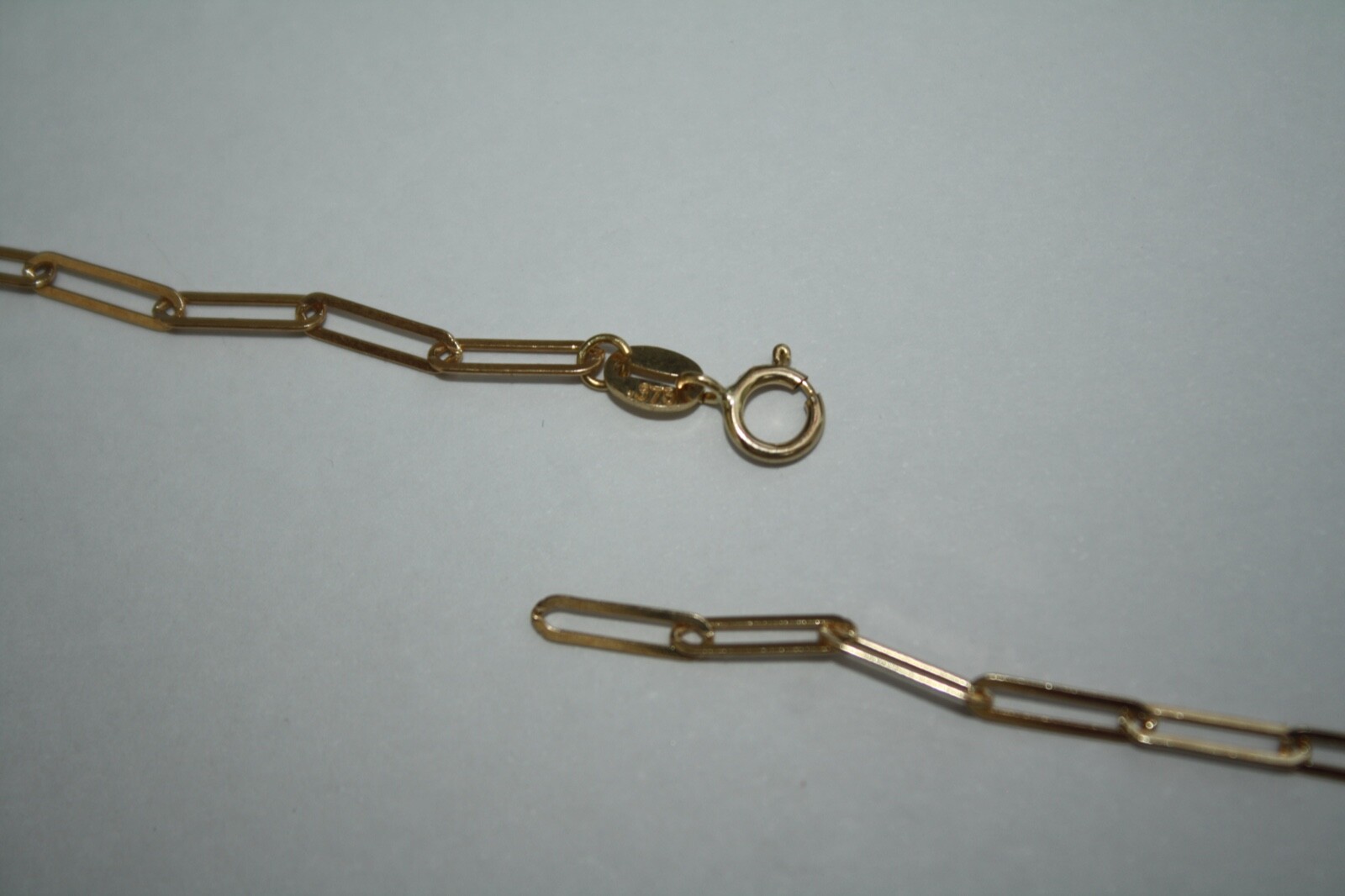 100% Genuine 9k Solid Yellow Gold Long Paperclip Link Bracelet 16cm BRAND NEW