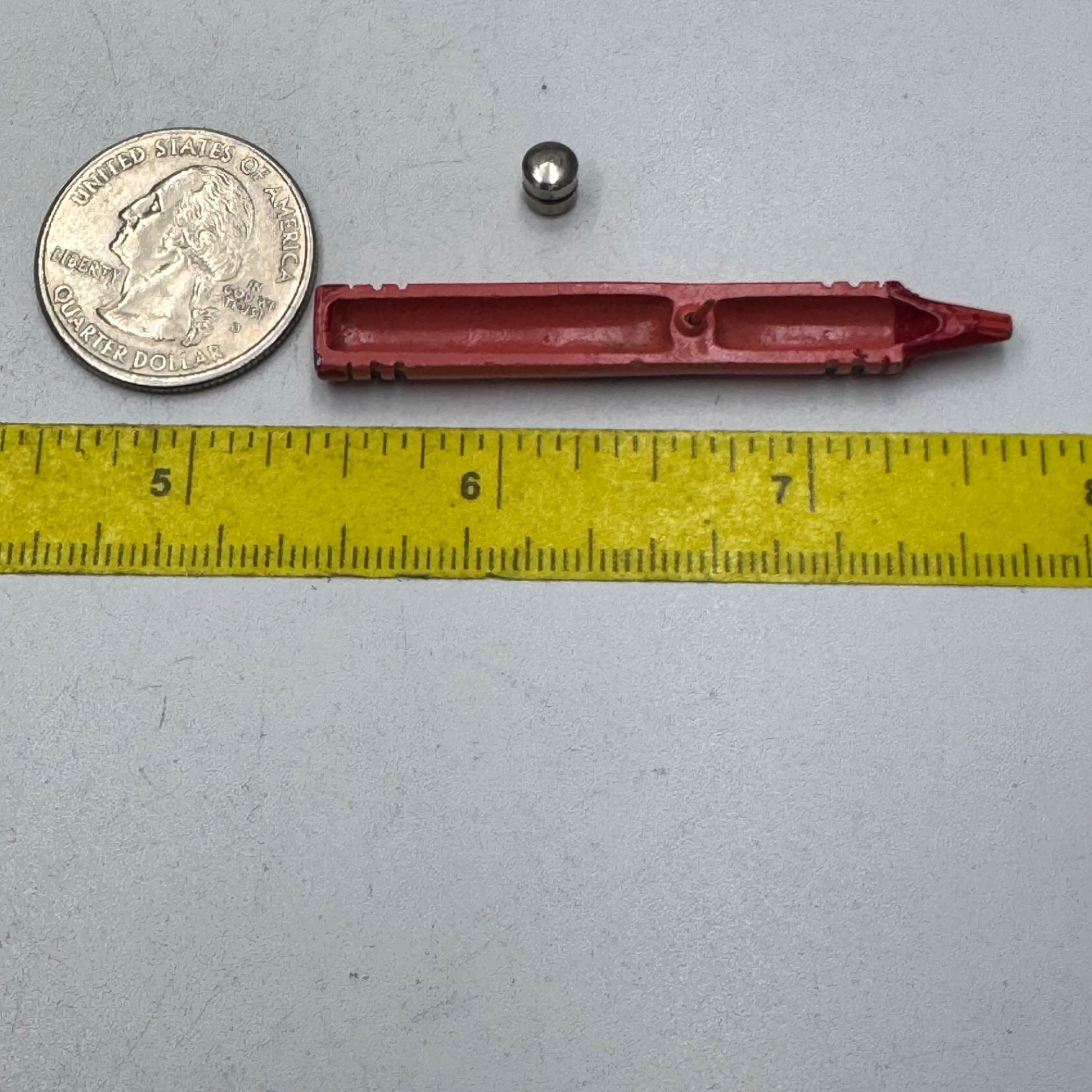 Vintage Crayon Red Orange School Art Logo Brooch Lapel Pin Metal Souvenir