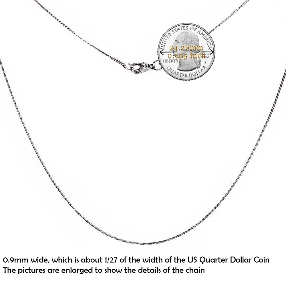 Genuine 925 Sterling Silver Tarnish-Resist 16″ 0.9mm Thin Snake Chain Necklace