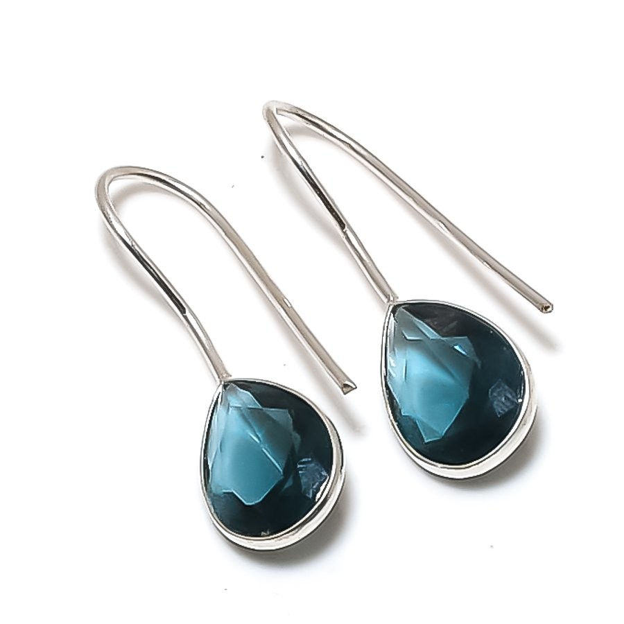 Iolite Quartz Gemstone 925 Sterling Silver Jewelry Earring 1.26″ Gift for Her B3
